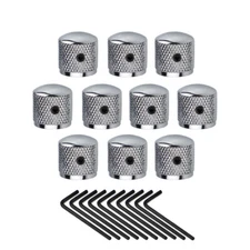 10PCS Silver Metal Dome Guitar Tone Volume Speed Control Knob Button with Wrench