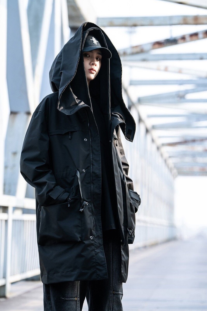 ジャケット・アウター 00s 5351pour les hommes trench coat Y2K Niepce Streetwear Fashion Black Oversized Cargo Jacket Cyberpunk