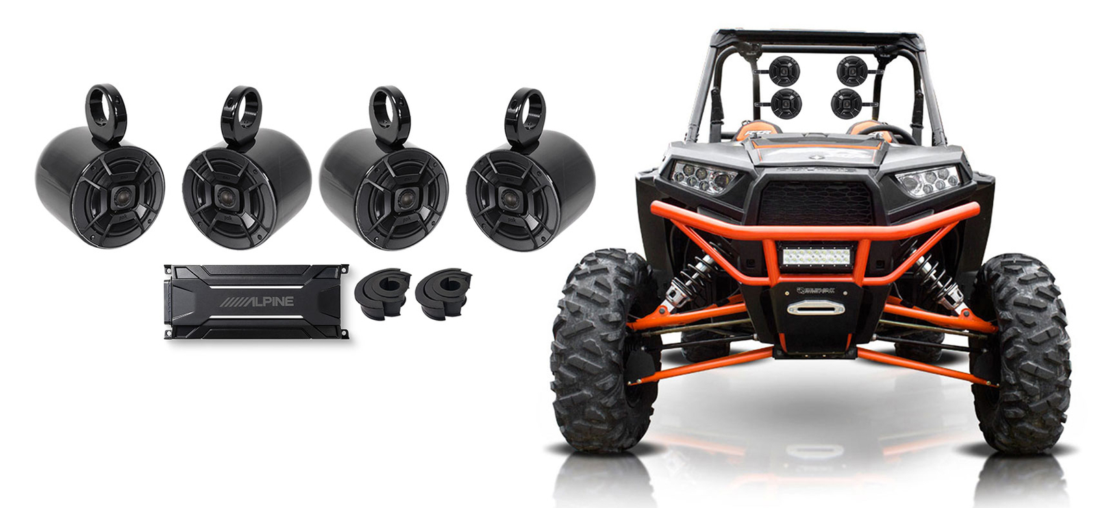 4 Колонки Polk Audio Tower4-канальный Alpine Усилитель для Polaris RZRквадроциклаUTVтележки 99390₽