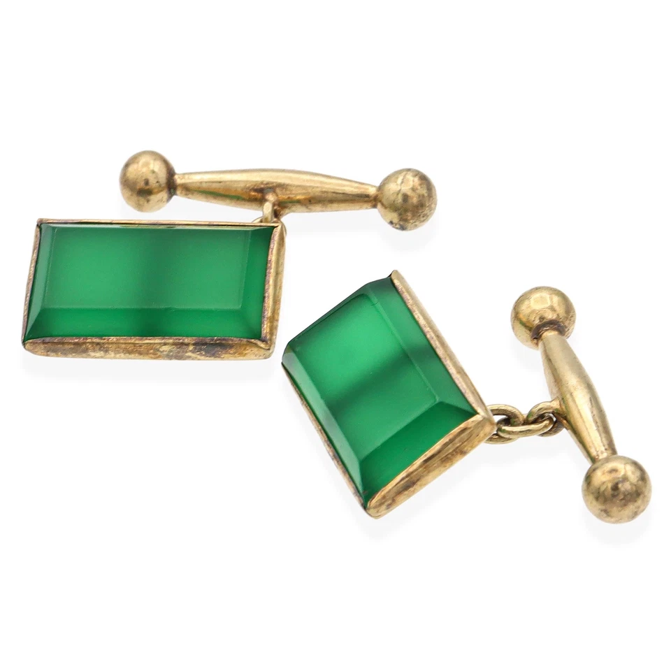 Gemelos vintage de vidrio verde Vermeil Foto 3 de 4