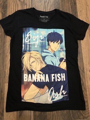 Banana Fish Anime Small tshirt large graphic Eiji and Ash black
