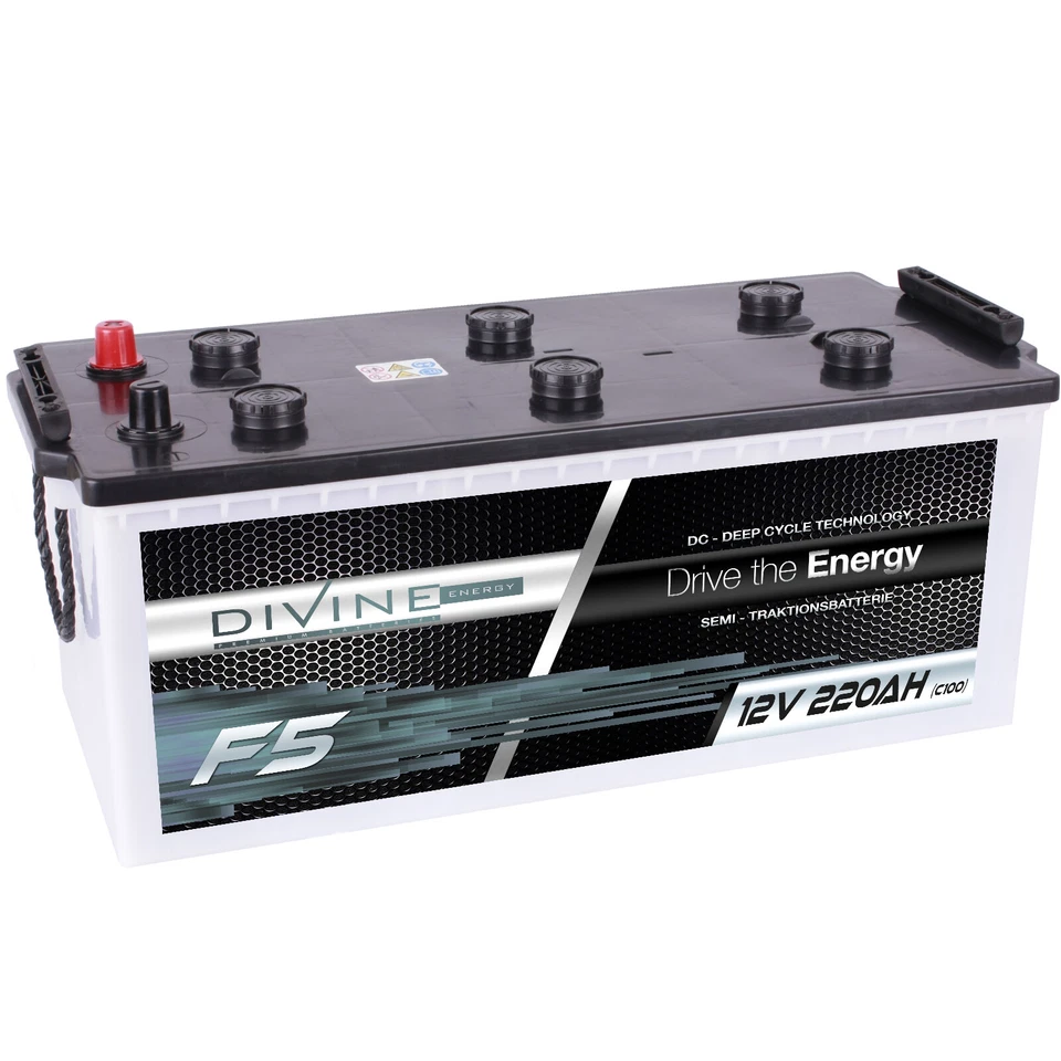 DiVine F5 12V 220Ah Batterie Solar Versorgung Notstrom Windkraft Beleuchtung