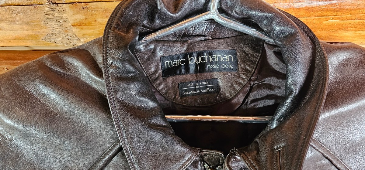 Vtg 80's Marc Buchanan Pelle padded radial sleeves Leather Jacket