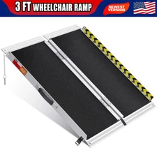 3FT Wheelchair Ramp Aluminum Folding Mobility Scooter Portable Non-Slip 600 LBS