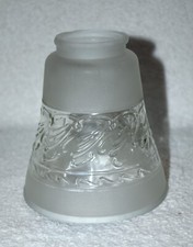 VINTAGE FROSTED CLEAR EMBOSSED GLASS LAMP SHADE 2 1/8" FITTER HEAVY GLASS