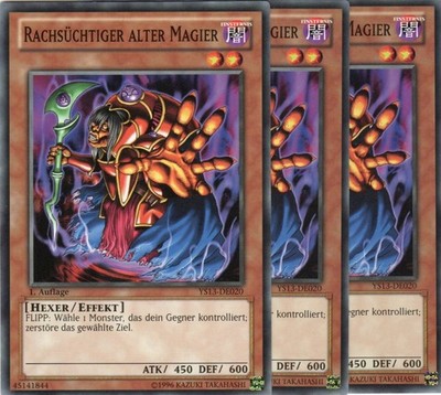 yugioh 3x Rachsüchtiger alter Magier YS13-DE020 COMMON 1AUFLAGE DEUTSCH