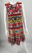 Dolce & Gabbana Carretto Rose Print Guipure Lace Shift Dress - Excellent IT 46