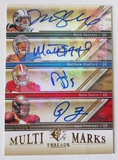 2009 UPPER DECK SP MULTI MARKS MATTHEW STAFFORD AUTOGRAPH QUAD /10 ULTRA RARE