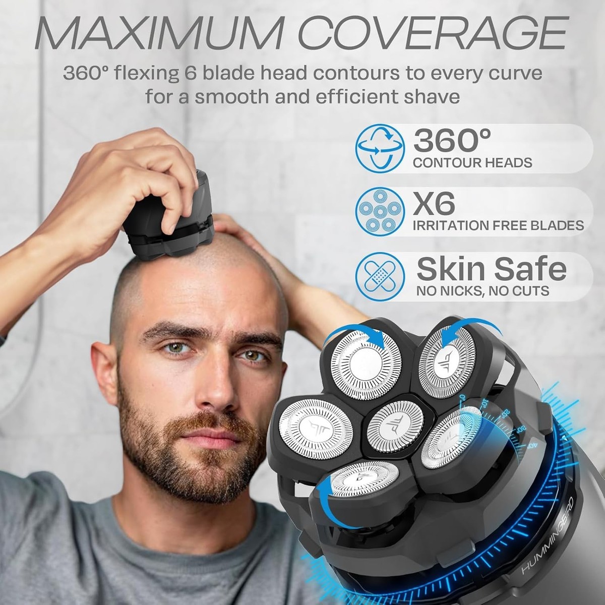 HUMMINGBIRD MK3 Stealth Edition Electric Head Shaver - No Nick
