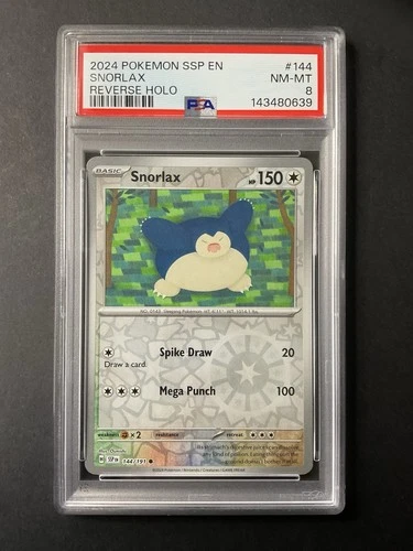 Snorlax 144 PSA 8 2024 Pokémon Reverse Holo SSP EN