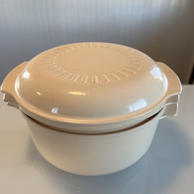 Tupperware Microwave Stack Cooker Almond 3 Piece 3 Qt , 1 3/4 qt & Lid