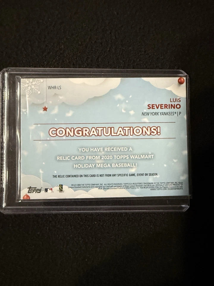 Topps 2020: 1) recuerdos de reliquia de Clint Frazier y 2) memo de vacaciones de Luis Severino. Foto 4 de 4