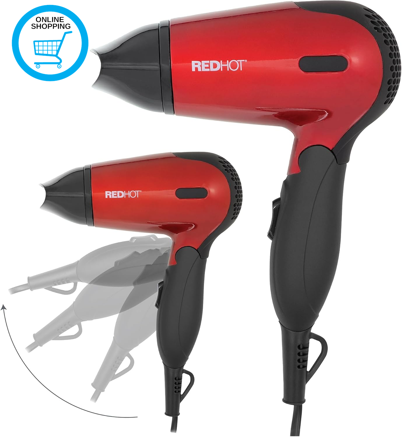 37070 1200W Travel Hair Dryer with Folding Handle/Dual Voltage / 2 Heat Settings