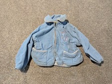 Vintage 50s Baby Jacket 3-6 Months Girls Blue Corduroy Bunny Lamb 1950s Coat