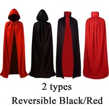 New Adult Long Velour Hooded Cape Cloak Coat Fancy Dress Costume 90-170cm Y Pick