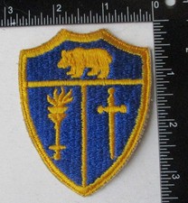Ancien écusson vintage CALIFORNIA NATIONAL GUARD ACADEMY US ARMY bord coupé original