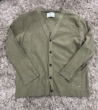 ZARA Boys Olive Knit Cardigan Sweater Long Sleeve V-Neck Button Size 13-14