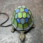 Vtg Stained Glass Tiffany Style Turtle Accent Table Lamp Night Light Decor Works