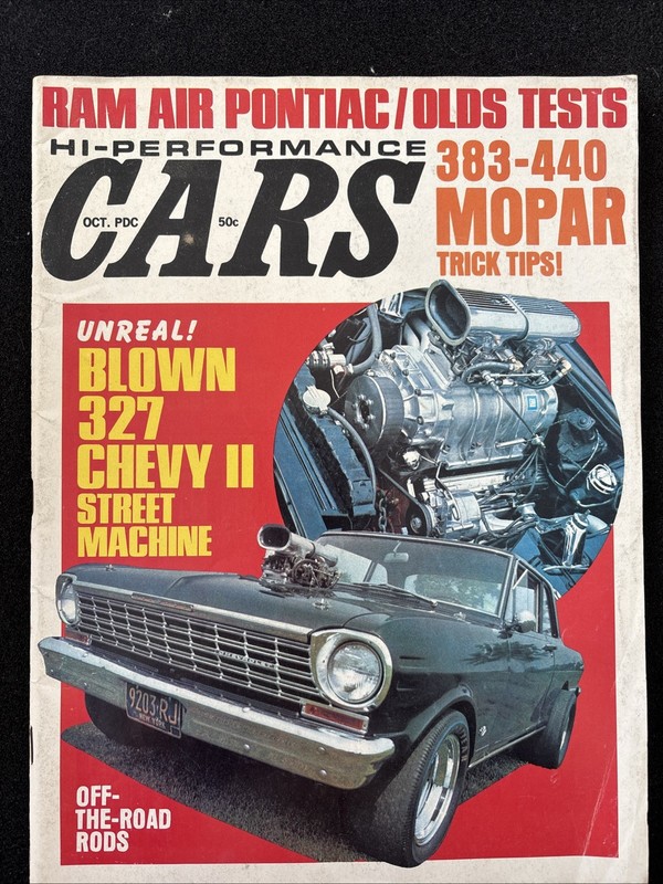 October 1969 Hi-Performance Cars Magazine Ram Air Pontiac/Olds Tests Mopar Tips