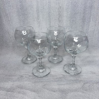 4x Libbey Chivalry Hock Wine Glasses Stemmed Clear Goblet Glass 5.5'' Tall