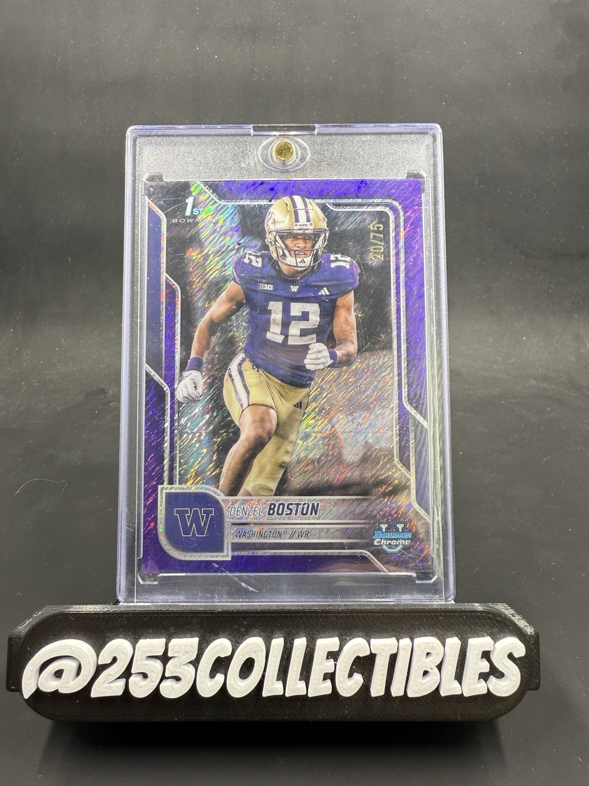 2025 Bowman Chrome U Denzel Boston 1st Purple Shimmer /75 SP Color Match Huskies