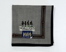 NWT World Polo Vintage POCKET SQUARE MEN HANDKERCHIEF Check Black COTTON 18  