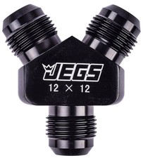 JEGS 15174 AN Y-Fitting Single Side: -12 AN Dual Side: -12 AN Aluminum-Black