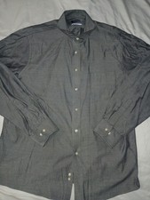 Chaps Ralph Lauren Mens Grey Button Up Dress Shirt Size 17  36/37