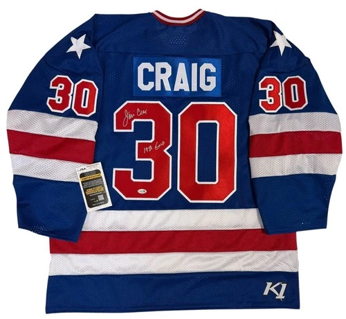 JIM CRAIG SIGNED & INSCRIBED 1980 OLYMPICS USA MIRACLE ON ICE JERSEY JSA COA XL