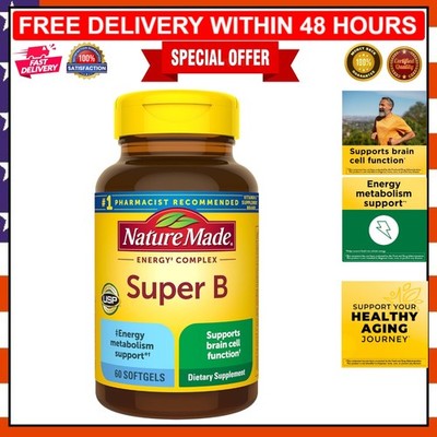 Gluten-Free Super B Complex - 60 Softgels for Energy Management & Brain Function