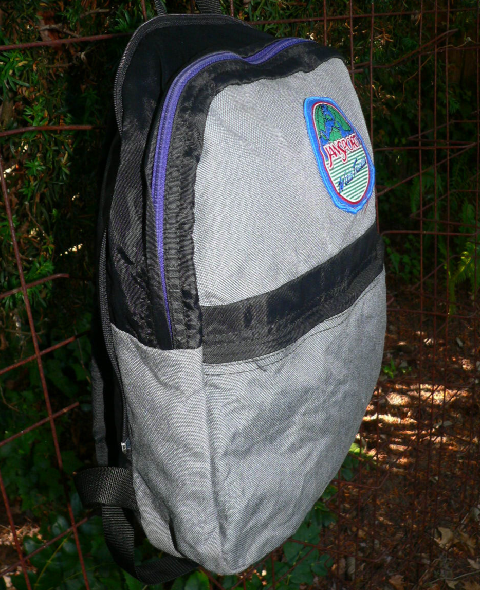 VTG 90S JANSPORT WORLD TRAVELER BACKPACK GREY/PURPLE OUTER PACK 