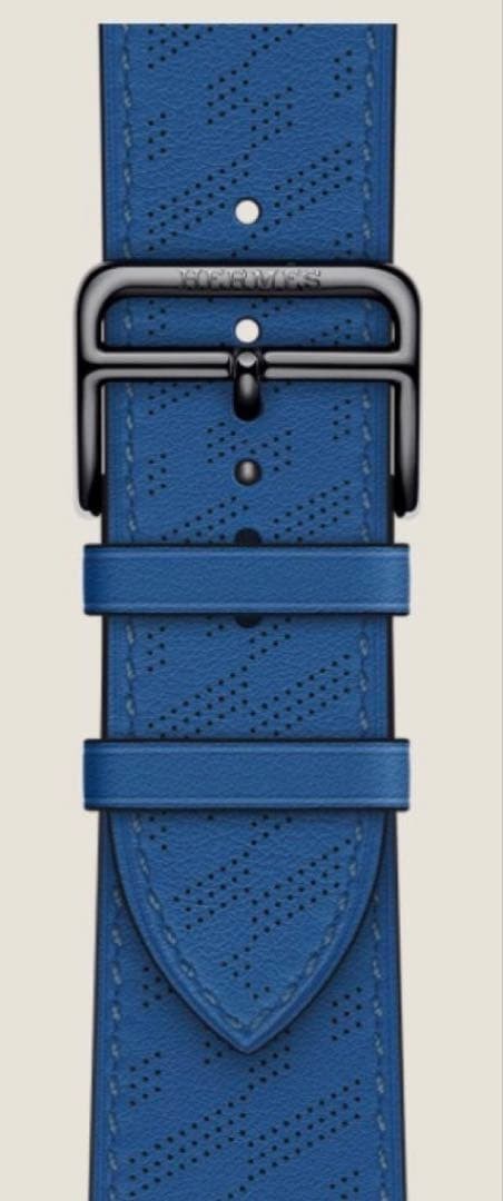 Apple Watch Hermes 45mm H Diagonal Single Tour Leather Blue Band 