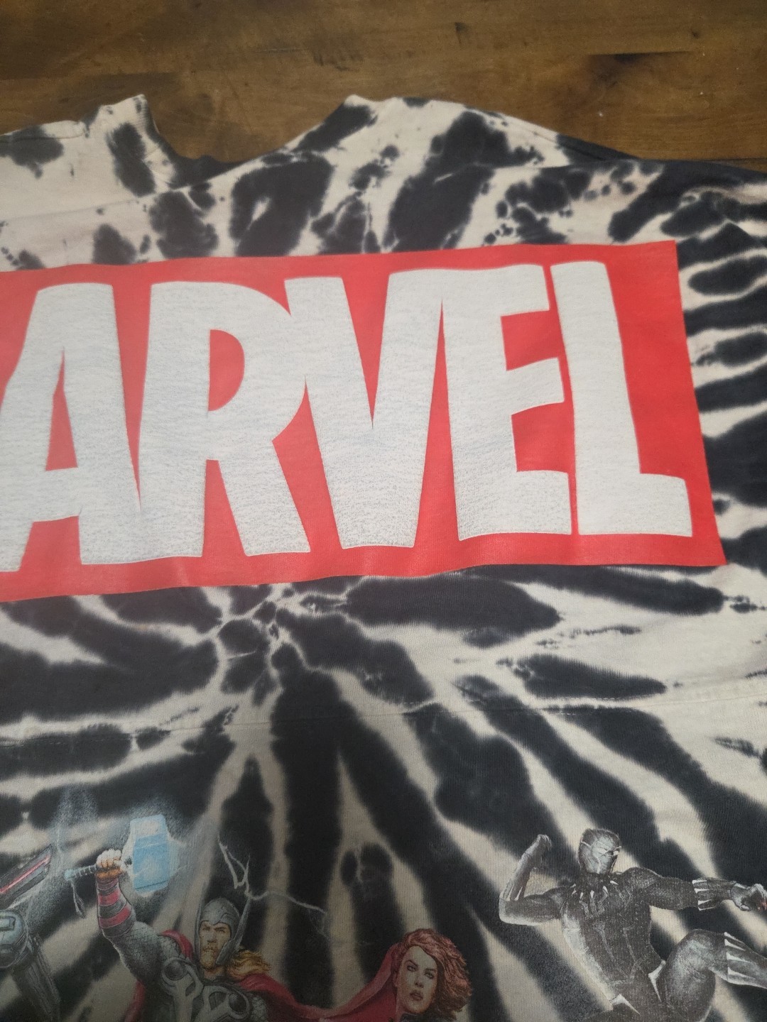 Disney Parks Marvel Avengers Spirit Jersey Tie Dye Small S Captain America Hulk image 8