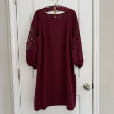 NWT Vince Camuto Women Long Sleeve Dress Burgundy Size 16w Cut Out Detail Sleeve