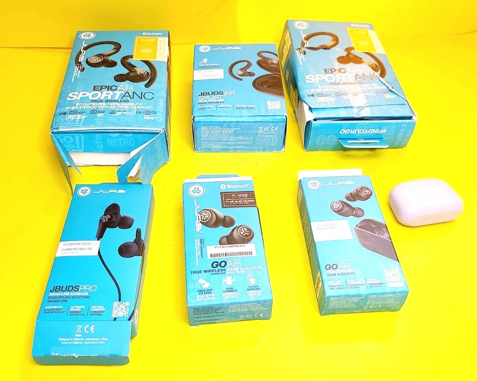 *STORE RETURNS* LOT 7x JLAB JBUDS EPIC AIR SPORT ANC PRO GO AIR POP EAR BUDS