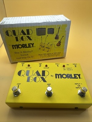 Morley Effector Quad Box Line Selector Guitar Pedal Tested WORKS yellow 