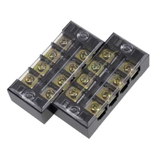 2Pcs 4 Position Dual Rows Barrier Block Terminal Strip for Machine 600V 25A Wire