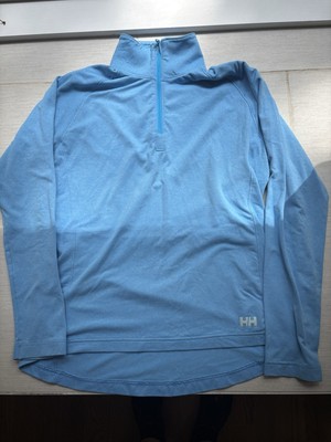 Helly Hansen Sweater Women Medium Blue 1/4 Zip Pullover Logo Medium