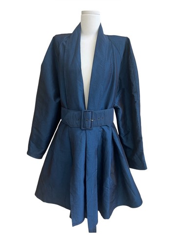 ROBERTO ROBLEDO VTG 90s Y2K Brite Oversized Jacket Coat Belted Blue OSFA USA
