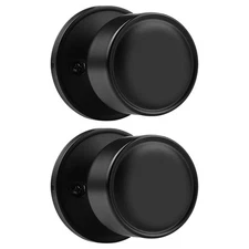 2 Pack Dummy Knob Black Closet Door Knobs Single Side Non-Turning, Inactive I...