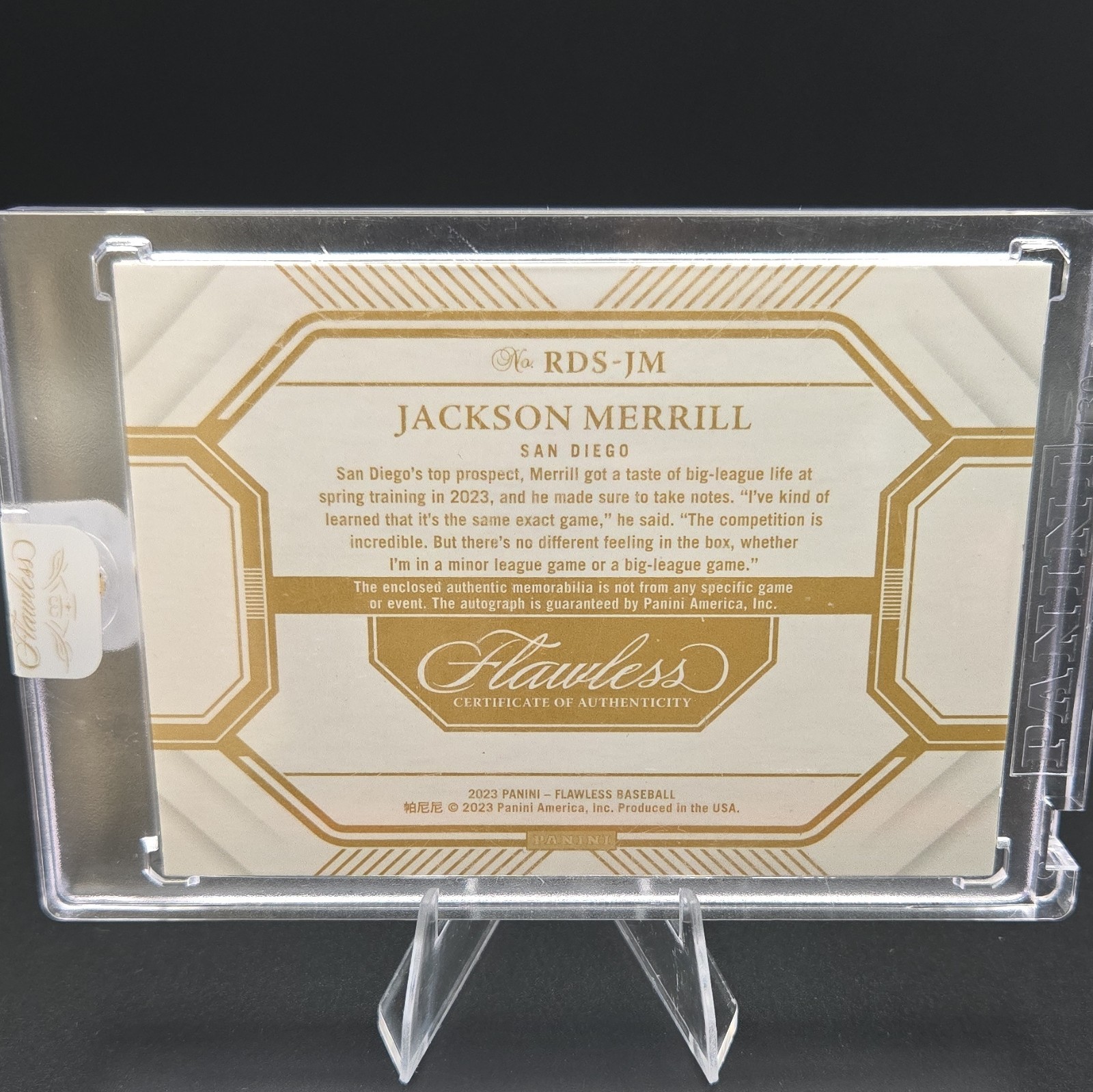 2023 Panini Flawless Jackson Merrill 17/20 Auto/Jersey Patch Padres⚾️🔥⚾️🔥⚾️🔥 view 2