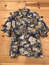 Campia Moda Hawaiian Shirt Mens XL Tropical Aloha Button Up Blue 100  Cotton
