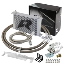 LR 25 Row AN10 Oil cooler w/Bracket+Filter Relocation Adapter Hose Kit Silver