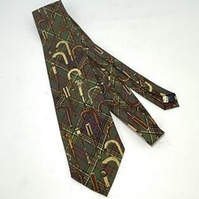 VTG Polo Ralph Lauren Mens Silk Tie Canes Walking Sticks Plaid Handmade LOOK 
