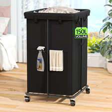 150L Rolling Laundry Hamper with Wheels Large Black