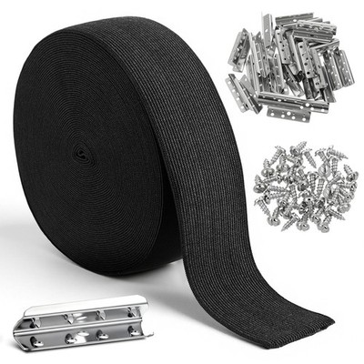 40 ft x 2 Inch Upholstery Webbing Elastic Band Metal Clips Furniture Repair