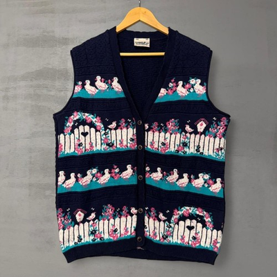 #ad Vintage Northern Reflections Knit Sweater Cardigan Duck Cottage Cute Hearts XL $30.80