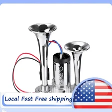 600DB Dual Trumpets Super Loud Car Electric Air Horn Truck Boat Train Speaker US