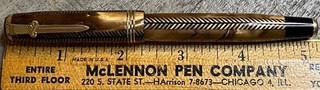 Parker Royal Challenger Fountain Pen Sword Clip Gold Herringbone 14k Fine Nib