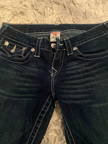 True Religion Bootcut Dark Wash low rise Blue Denim Cotton Jeans women’s 27